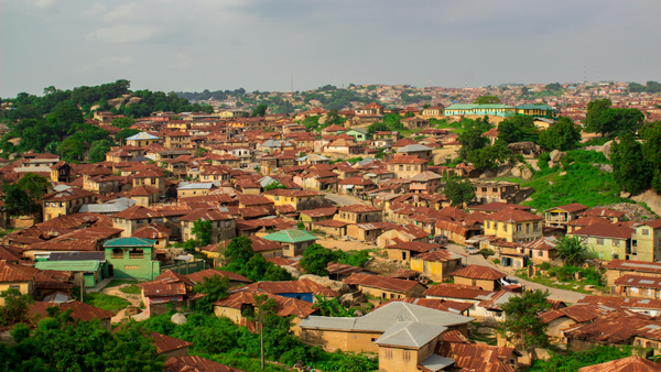 Top view of roofs and houses in Abeokuta, OG, Nigeria