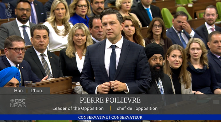 Conservative leader Pierre Poilievre speaks in the House of Commons